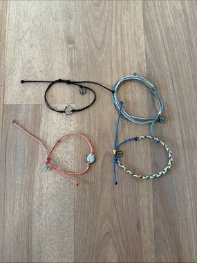 Pure Vida Colorful Kids Friendship Bracelet Set - Blue, Black, Coral, Light Blue
